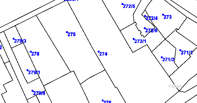 Parcela st. 274 v KÚ Mníšek pod Brdy, Katastrální mapa