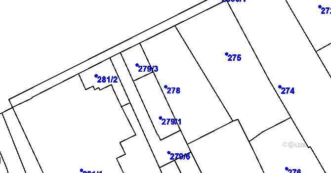 Parcela st. 278 v KÚ Mníšek pod Brdy, Katastrální mapa