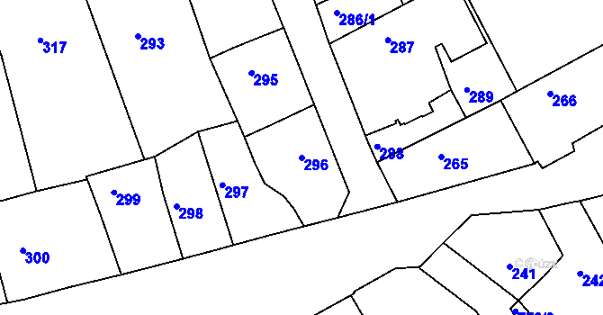 Parcela st. 296 v KÚ Mníšek pod Brdy, Katastrální mapa