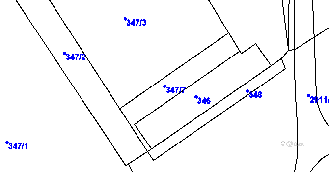 Parcela st. 347/7 v KÚ Mníšek pod Brdy, Katastrální mapa