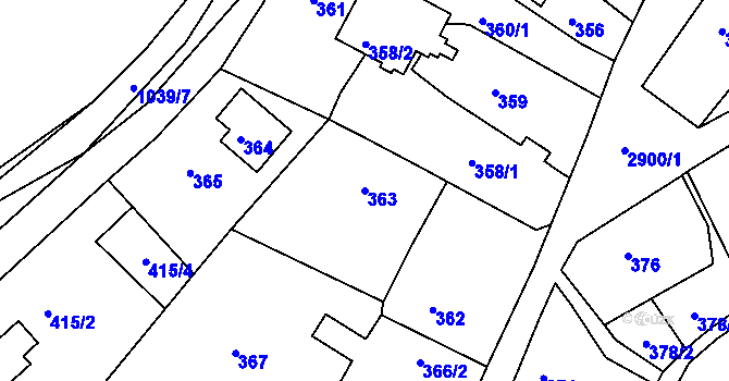 Parcela st. 363 v KÚ Mníšek pod Brdy, Katastrální mapa