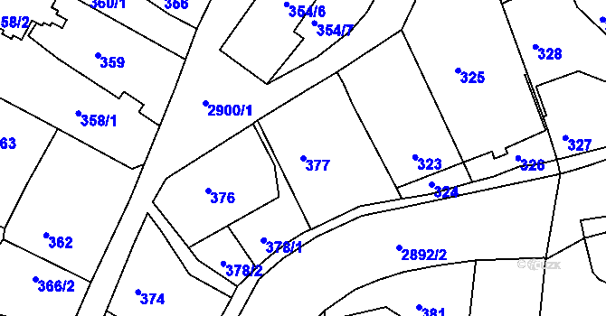 Parcela st. 377 v KÚ Mníšek pod Brdy, Katastrální mapa