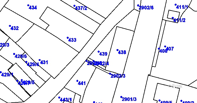 Parcela st. 439 v KÚ Mníšek pod Brdy, Katastrální mapa