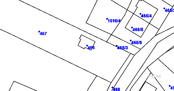 Parcela st. 466 v KÚ Mníšek pod Brdy, Katastrální mapa