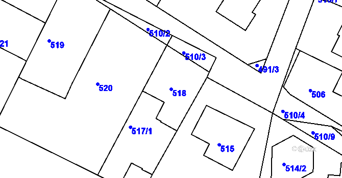 Parcela st. 518 v KÚ Mníšek pod Brdy, Katastrální mapa