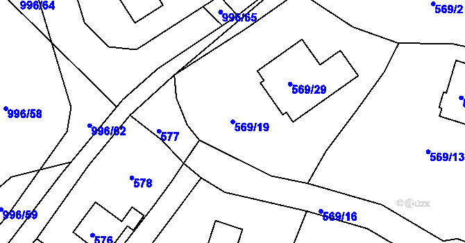 Parcela st. 569/19 v KÚ Mníšek pod Brdy, Katastrální mapa