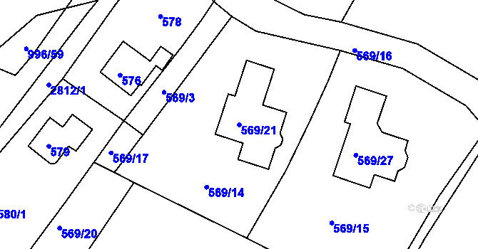 Parcela st. 569/21 v KÚ Mníšek pod Brdy, Katastrální mapa