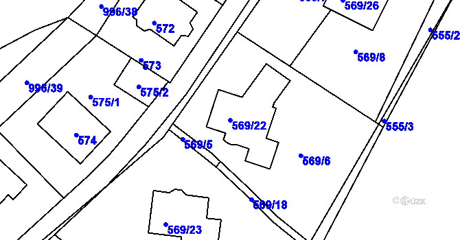Parcela st. 569/22 v KÚ Mníšek pod Brdy, Katastrální mapa