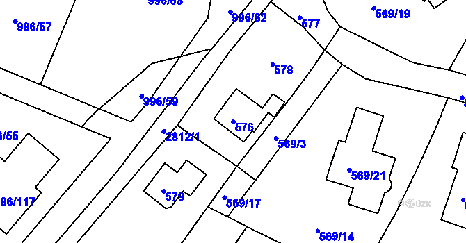 Parcela st. 576 v KÚ Mníšek pod Brdy, Katastrální mapa