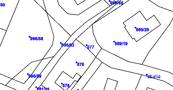Parcela st. 577 v KÚ Mníšek pod Brdy, Katastrální mapa