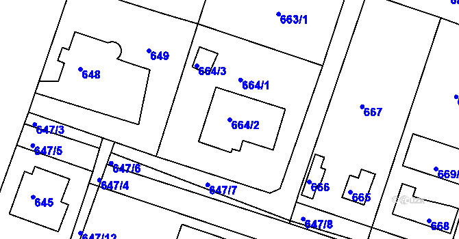 Parcela st. 664/2 v KÚ Mníšek pod Brdy, Katastrální mapa