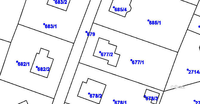Parcela st. 677/2 v KÚ Mníšek pod Brdy, Katastrální mapa