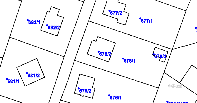 Parcela st. 678/2 v KÚ Mníšek pod Brdy, Katastrální mapa