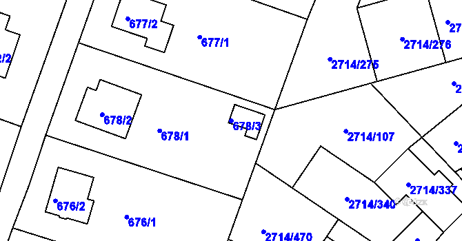 Parcela st. 678/3 v KÚ Mníšek pod Brdy, Katastrální mapa