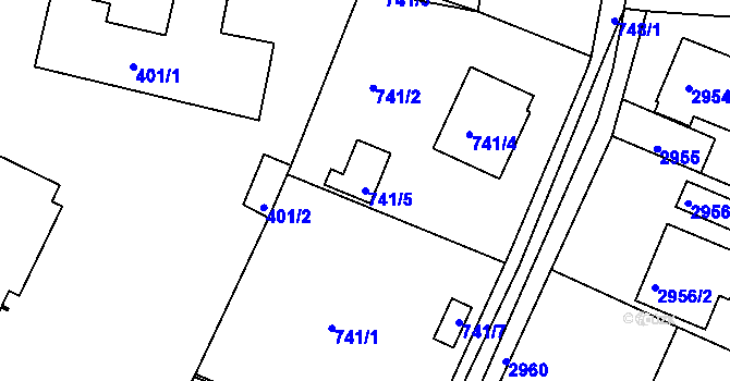 Parcela st. 741/5 v KÚ Mníšek pod Brdy, Katastrální mapa