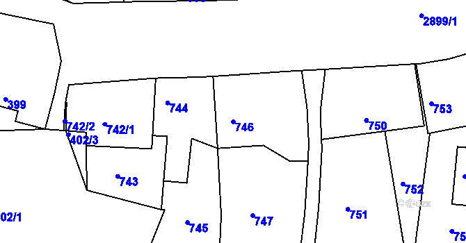 Parcela st. 746 v KÚ Mníšek pod Brdy, Katastrální mapa