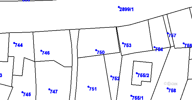 Parcela st. 750 v KÚ Mníšek pod Brdy, Katastrální mapa