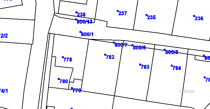 Parcela st. 782 v KÚ Mníšek pod Brdy, Katastrální mapa