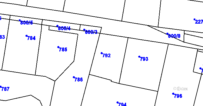 Parcela st. 792 v KÚ Mníšek pod Brdy, Katastrální mapa