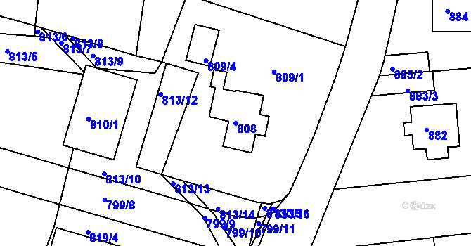 Parcela st. 808 v KÚ Mníšek pod Brdy, Katastrální mapa