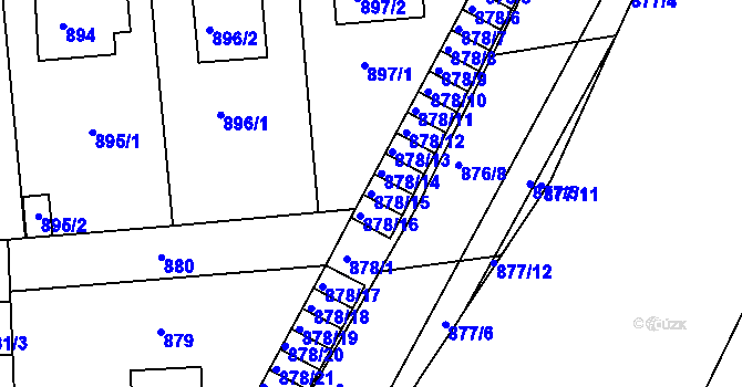 Parcela st. 878/15 v KÚ Mníšek pod Brdy, Katastrální mapa