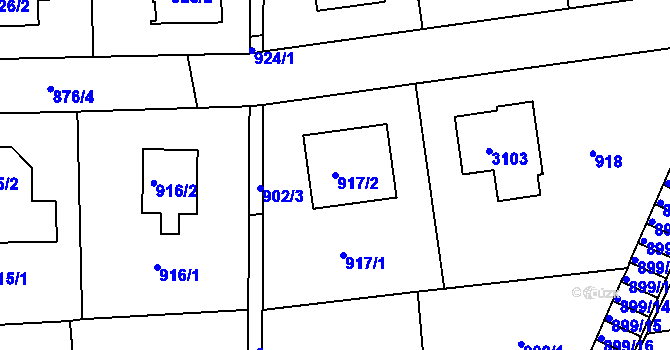 Parcela st. 917/2 v KÚ Mníšek pod Brdy, Katastrální mapa
