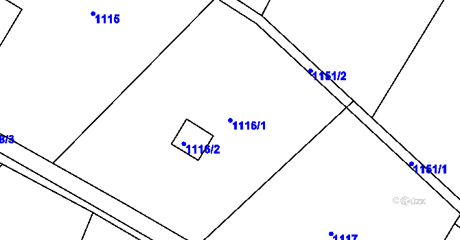 Parcela st. 1116/1 v KÚ Mníšek pod Brdy, Katastrální mapa