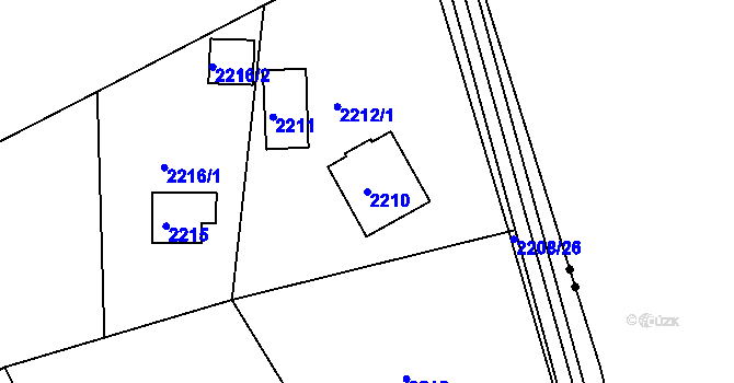Parcela st. 2210 v KÚ Mníšek pod Brdy, Katastrální mapa