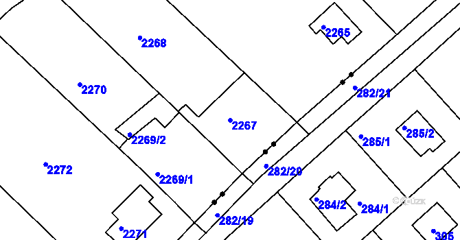 Parcela st. 2267 v KÚ Mníšek pod Brdy, Katastrální mapa