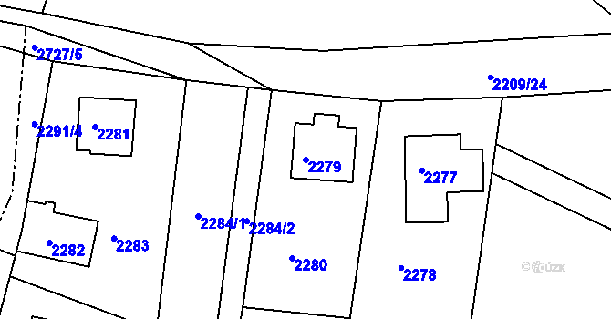 Parcela st. 2279 v KÚ Mníšek pod Brdy, Katastrální mapa