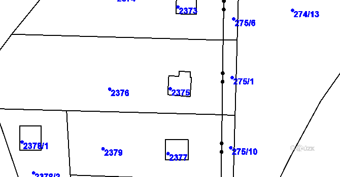 Parcela st. 2375 v KÚ Mníšek pod Brdy, Katastrální mapa