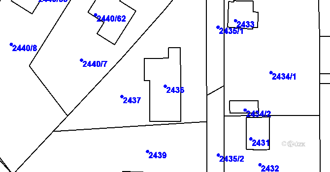 Parcela st. 2436 v KÚ Mníšek pod Brdy, Katastrální mapa