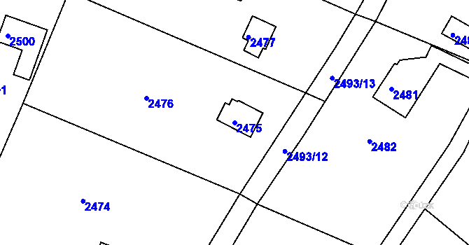 Parcela st. 2475 v KÚ Mníšek pod Brdy, Katastrální mapa