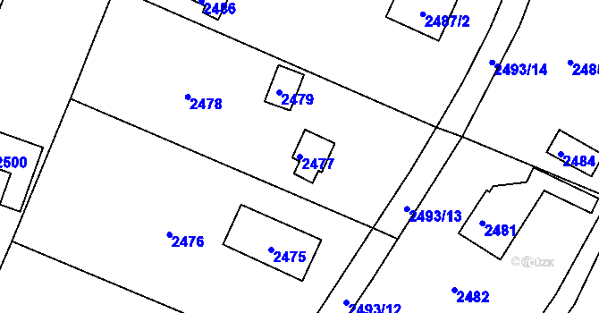 Parcela st. 2477 v KÚ Mníšek pod Brdy, Katastrální mapa