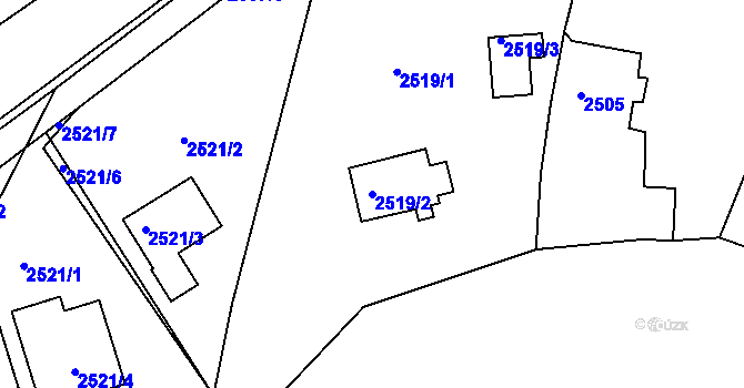 Parcela st. 2519/2 v KÚ Mníšek pod Brdy, Katastrální mapa