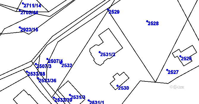 Parcela st. 2531/2 v KÚ Mníšek pod Brdy, Katastrální mapa