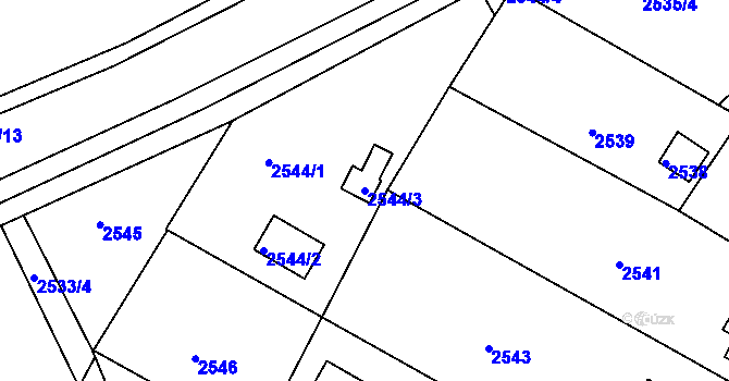 Parcela st. 2544/3 v KÚ Mníšek pod Brdy, Katastrální mapa