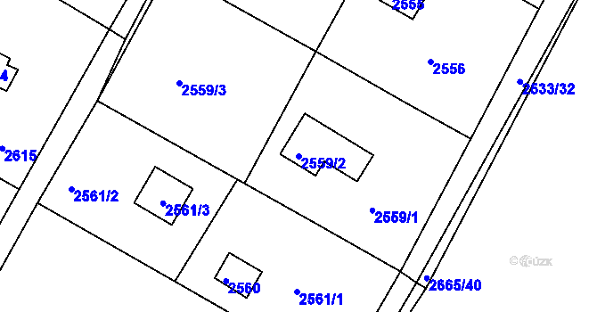 Parcela st. 2559/2 v KÚ Mníšek pod Brdy, Katastrální mapa
