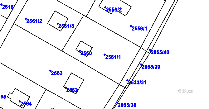 Parcela st. 2561/1 v KÚ Mníšek pod Brdy, Katastrální mapa