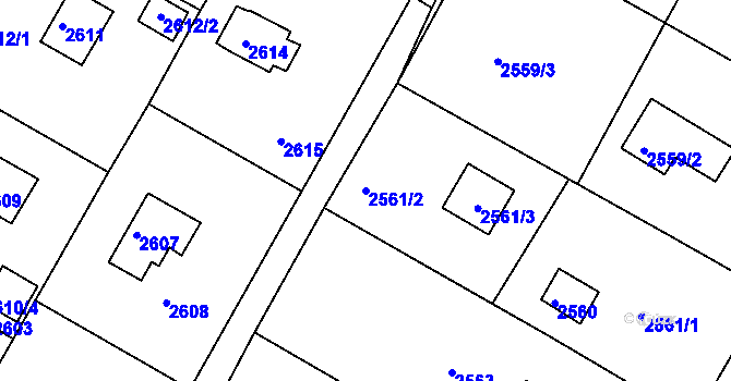 Parcela st. 2561/2 v KÚ Mníšek pod Brdy, Katastrální mapa