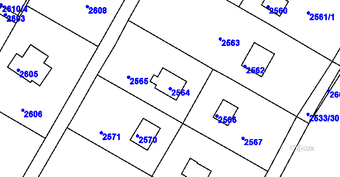 Parcela st. 2564 v KÚ Mníšek pod Brdy, Katastrální mapa