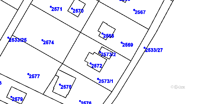 Parcela st. 2573/2 v KÚ Mníšek pod Brdy, Katastrální mapa