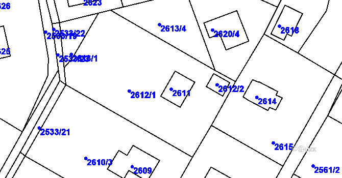 Parcela st. 2611 v KÚ Mníšek pod Brdy, Katastrální mapa