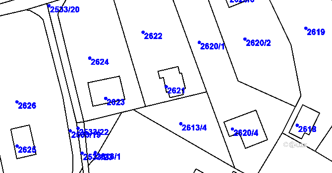 Parcela st. 2621 v KÚ Mníšek pod Brdy, Katastrální mapa
