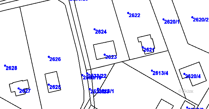 Parcela st. 2623 v KÚ Mníšek pod Brdy, Katastrální mapa