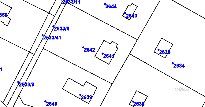 Parcela st. 2641 v KÚ Mníšek pod Brdy, Katastrální mapa