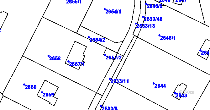 Parcela st. 2657/2 v KÚ Mníšek pod Brdy, Katastrální mapa