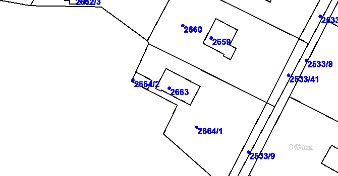 Parcela st. 2663 v KÚ Mníšek pod Brdy, Katastrální mapa