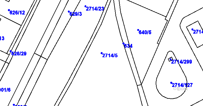 Parcela st. 2714/5 v KÚ Mníšek pod Brdy, Katastrální mapa