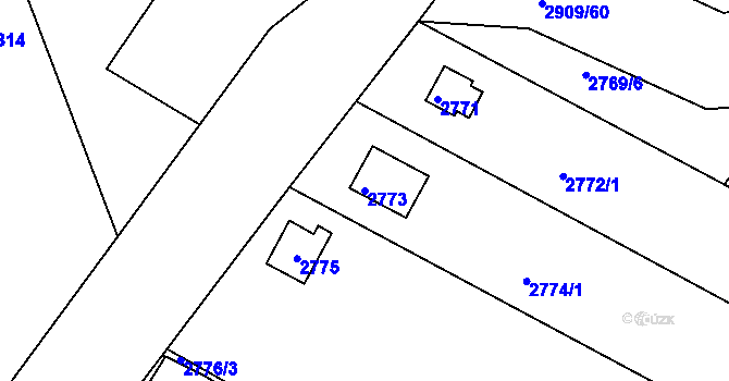 Parcela st. 2773 v KÚ Mníšek pod Brdy, Katastrální mapa
